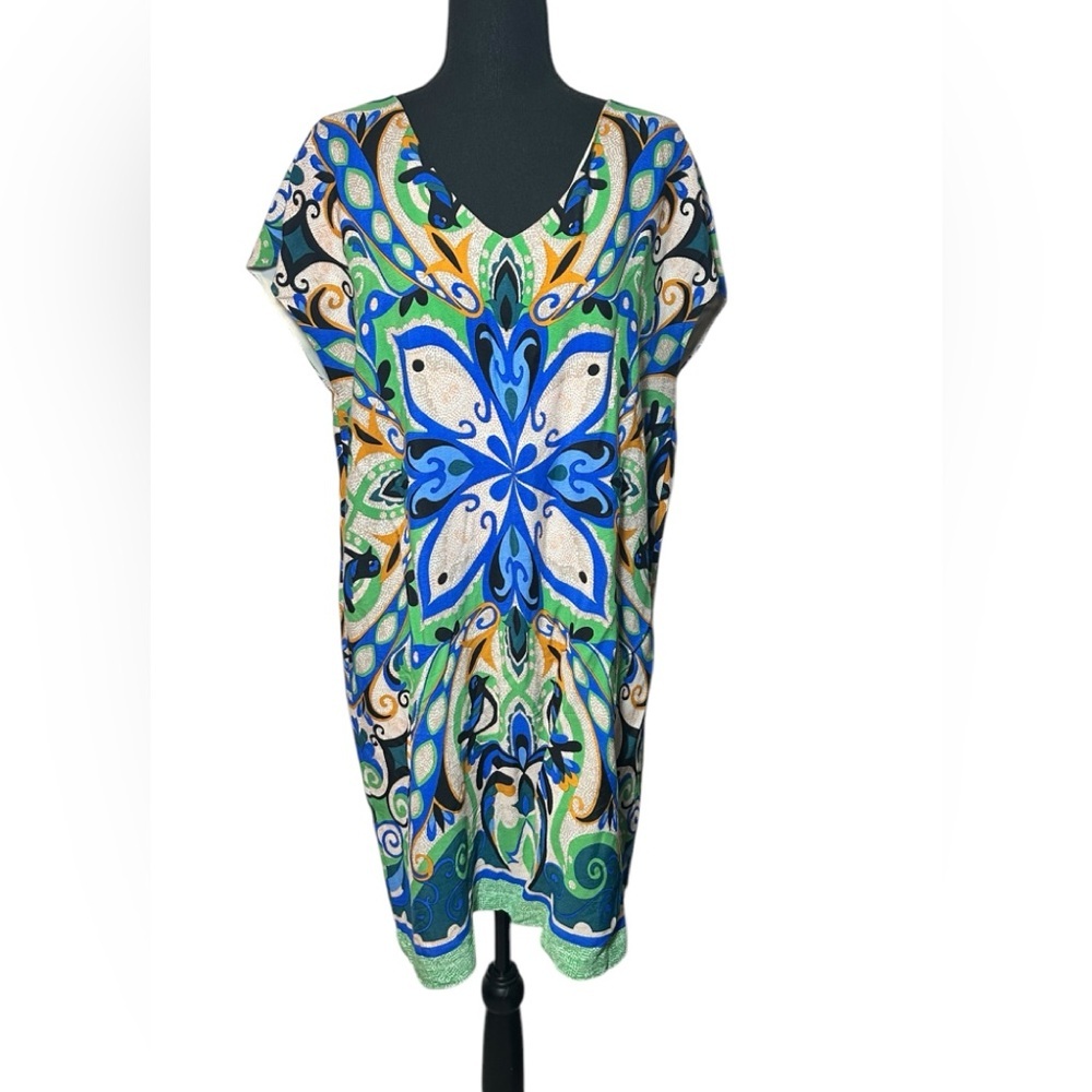 Maeve Anthropologie Folksong Birds Shift Dress V Neck‎ Size Large
